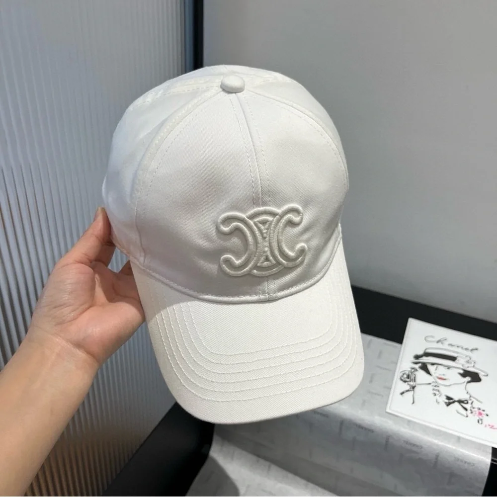Celine Style White Triomphe Baseball Cap Adjustable Fit - Picture 1 of 7